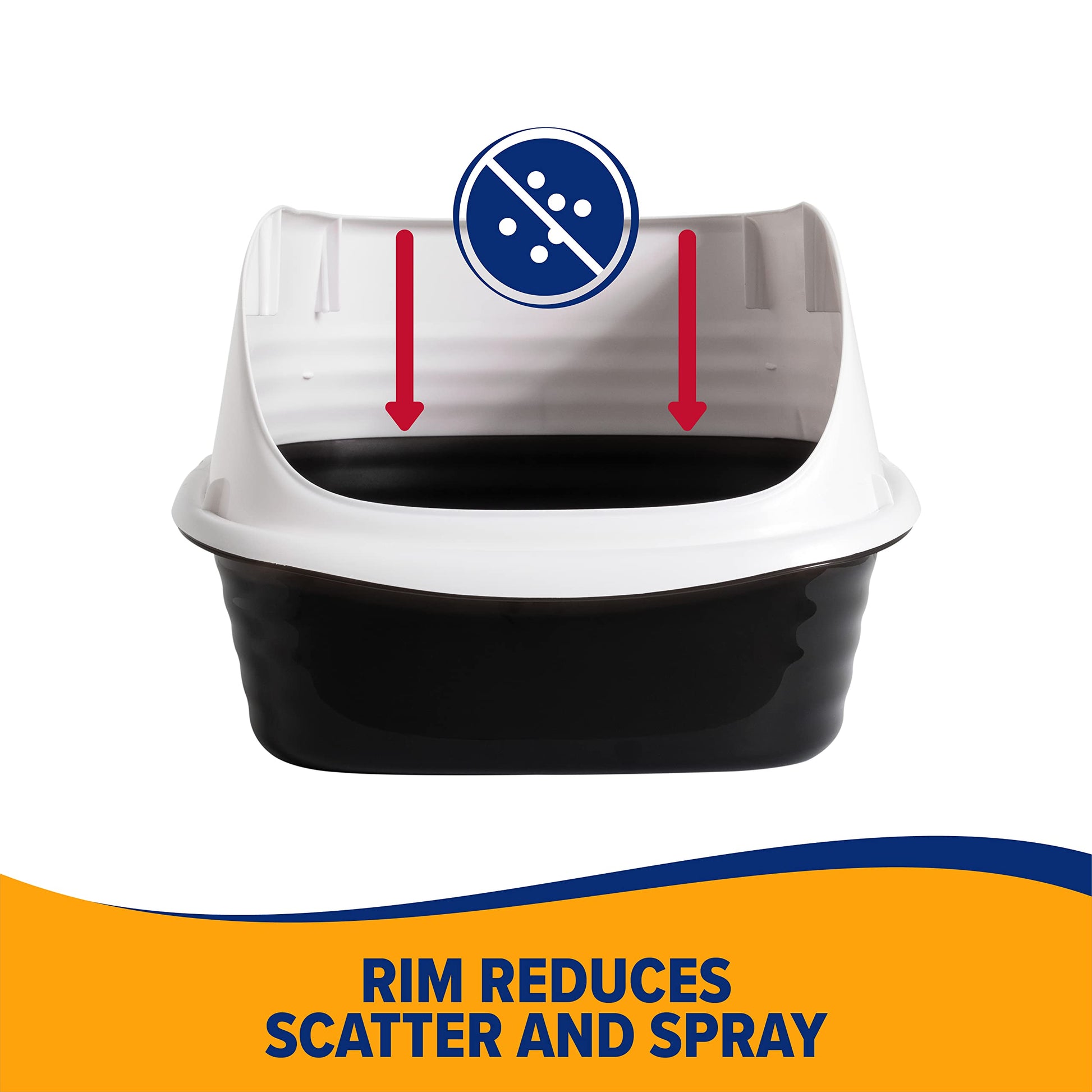 Arm Hammer Rimmed Cat Litter Box with High Sides and Microban, Box