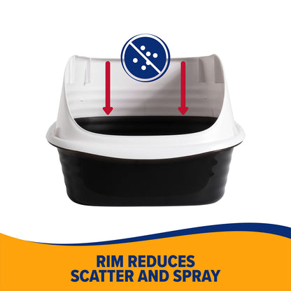 Arm Hammer Rimmed Cat Litter Box with High Sides and Microban, Box