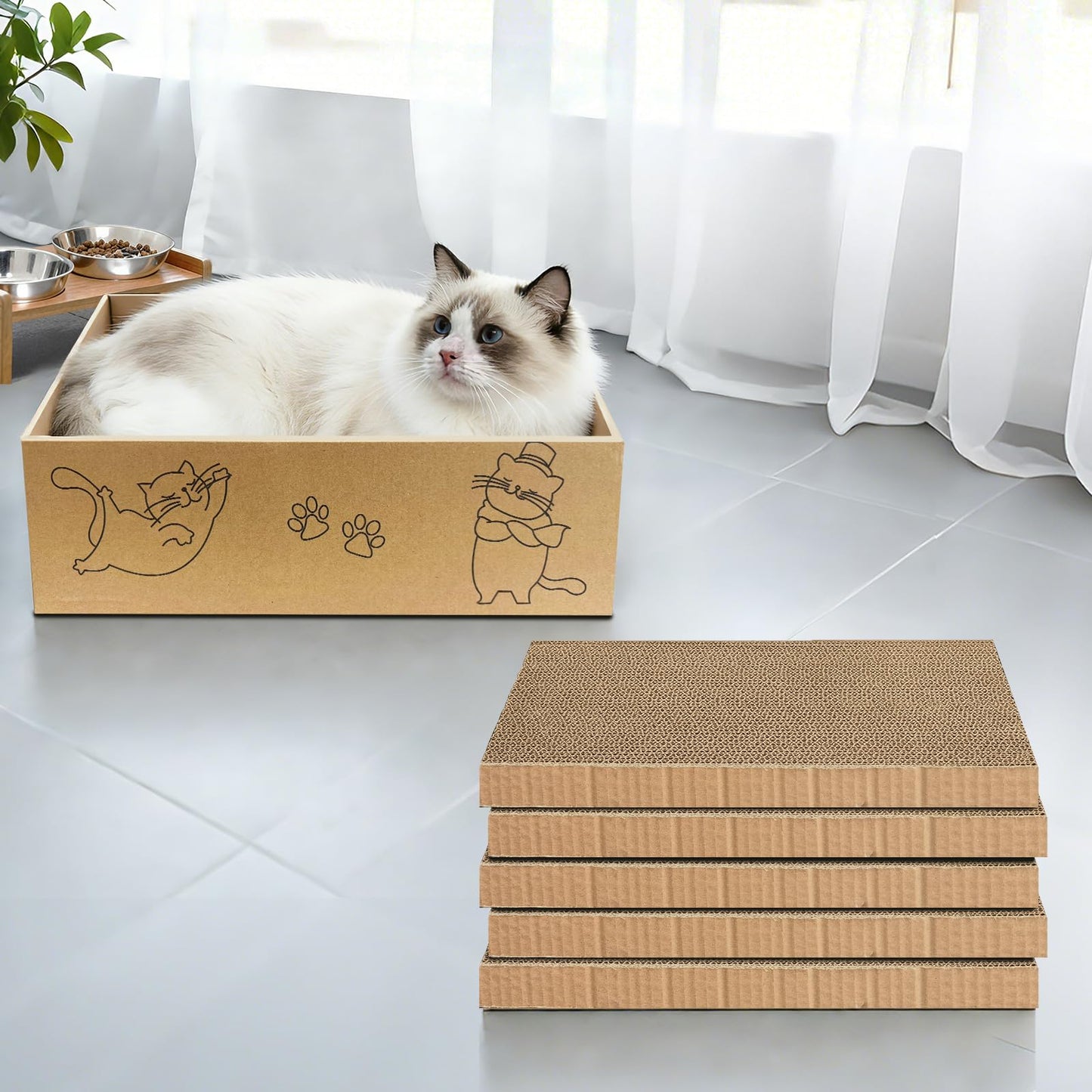 AGYM Cat Scratcher, 5 Packs in 1 Cardboard Box Cat Scratching Pad