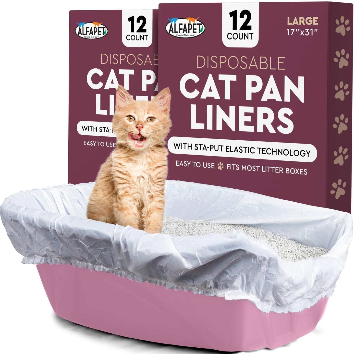 Alfapet Cat Litter box liner Disposable, Elastic Liners- Box