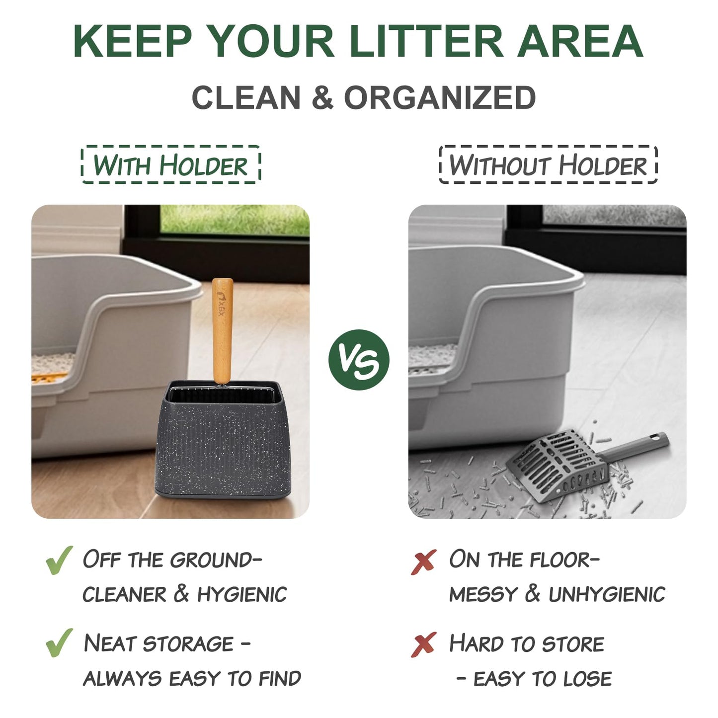 XBX Cat Litter Scoop with Holder, Heavy Duty Litter Sifter, Box
