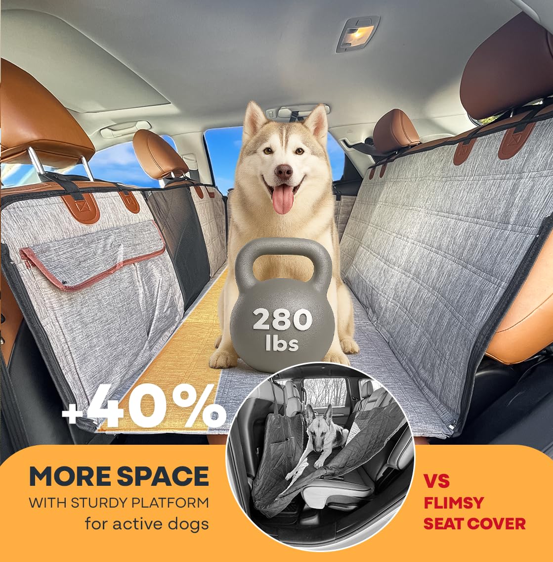 APetsPlanet Backseat Extender for Dogs, Dog Seat Cover Hard Seat