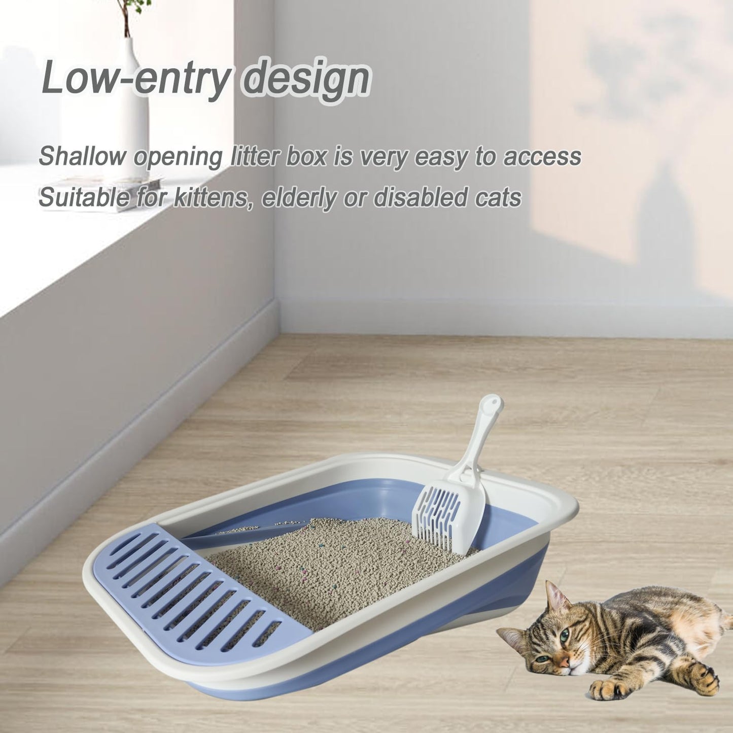 chuyouan Collapsible Small Cat Litter Box,Kitten Open Potty Pan Box