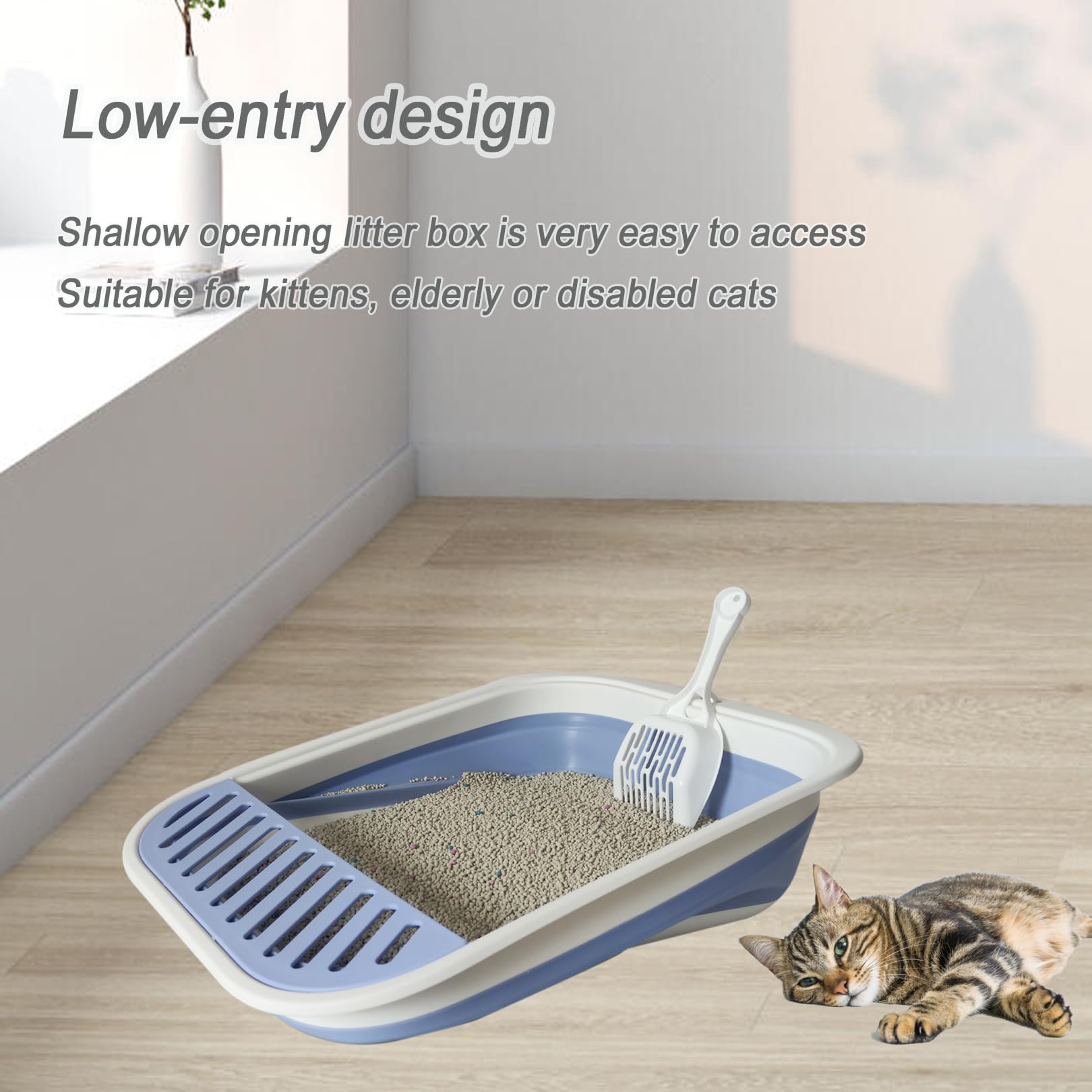 chuyouan Collapsible Small Cat Litter Box,Kitten Open Potty Pan Box