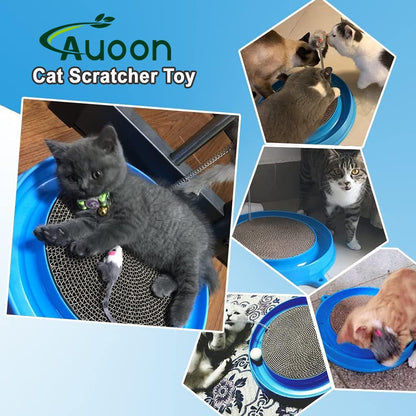 AUOON Cat Scratcher Toy with Ball Track 1 Interactive Cat Toy, Pad
