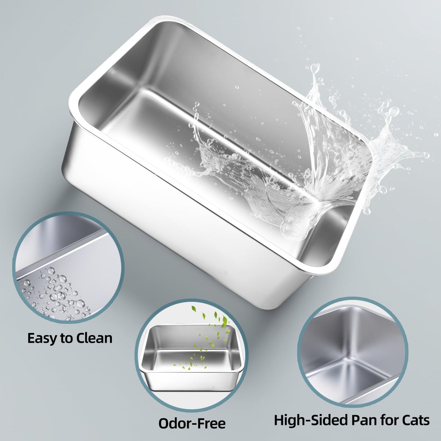Stainless Steel Cat Litter Box Small Litter Pan for Cats, Rabbits, Box