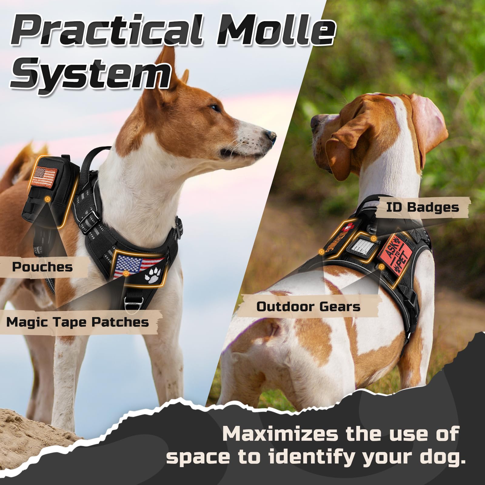 rabbitgoo Tactical Dog Harness Medium Sized Dog, No Pull Harness