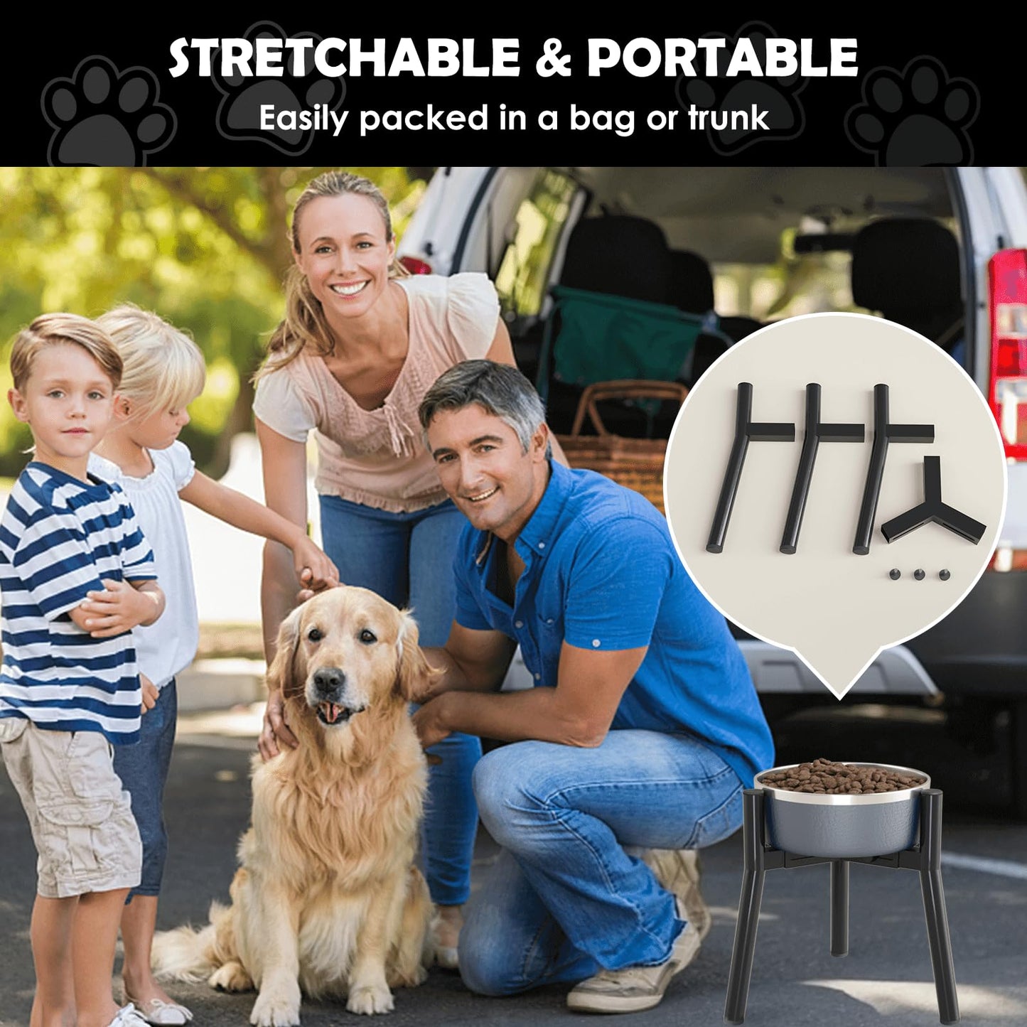 SHAINFUN Adjustable Dog Bowl Stand, Tall Elevated Feeder for Bowl