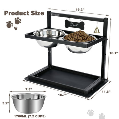 Elevated Dog Bowls with Slow Feeder for Large Dogs Adjustable Mat