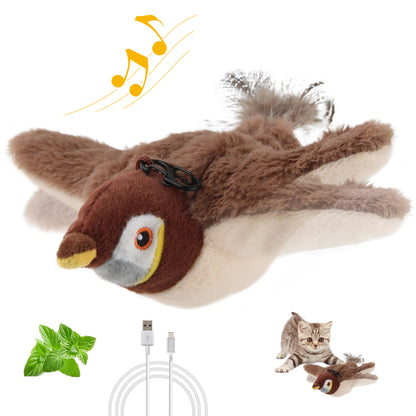 Gigwi PETGEEK Flapping Bird Cat Toy, Interactive Simulated Catnip