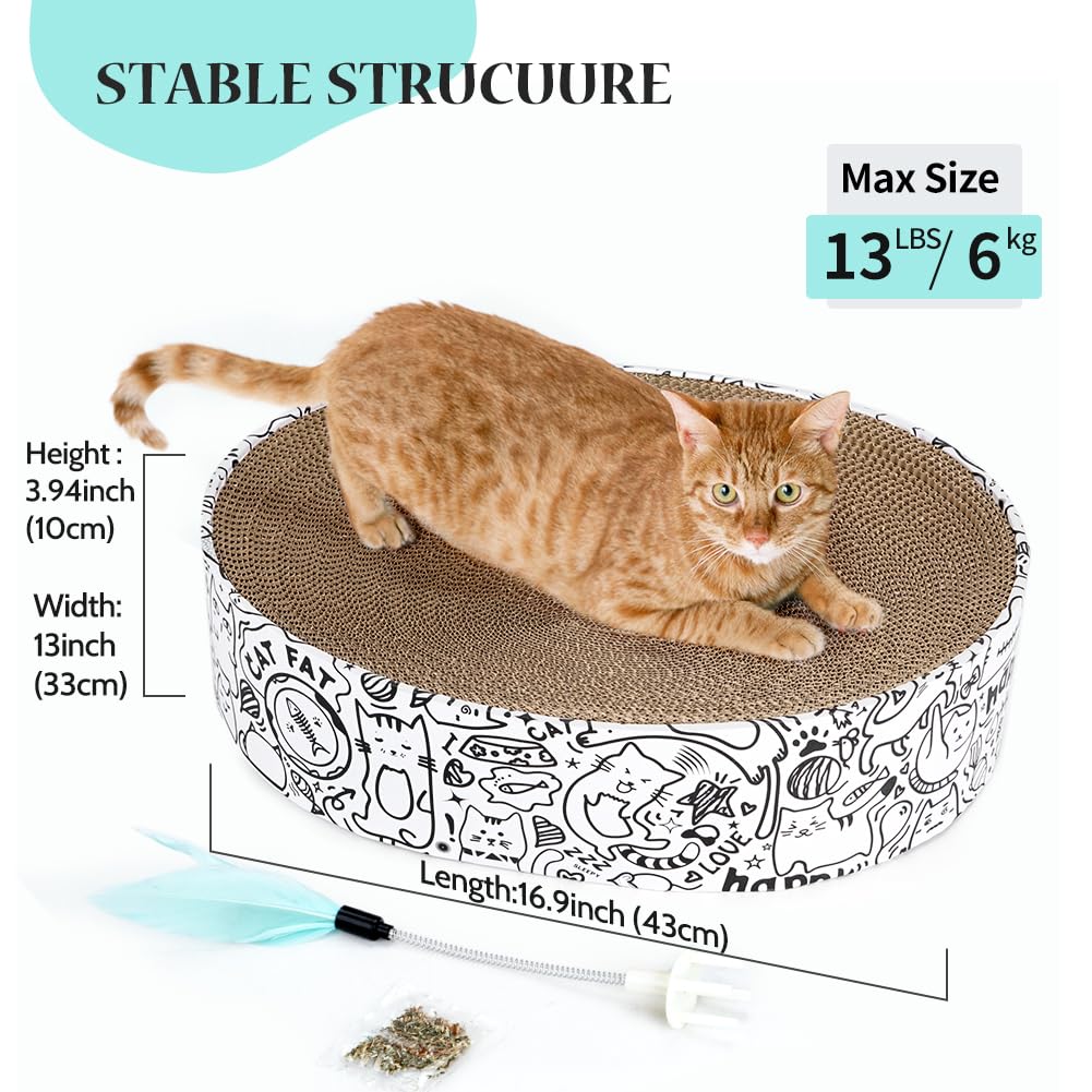 Cat Scratcher Cardboard, 2in1 Oval Cat Scratcher Bed for Indoor Pad