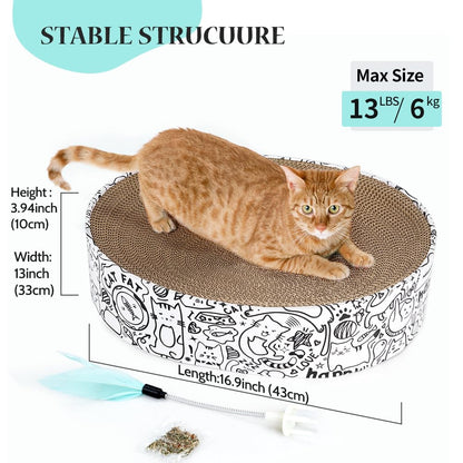 Cat Scratcher Cardboard, 2in1 Oval Cat Scratcher Bed for Indoor Pad