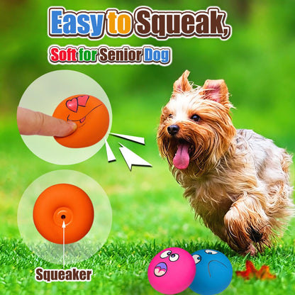 HOLYSTEED Latex Dog Squeaky Toys, Rubber Soft Small Dog Toys Balls