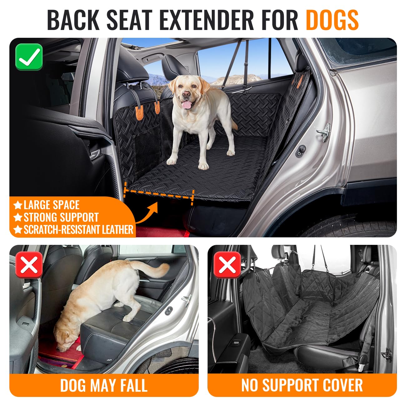 MAXFUT Dog Back Seat Extender,Backseat Pet Cover for Dogs,Rear Seat