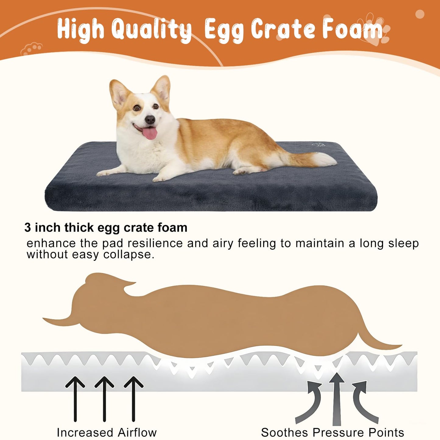 EMPSIGN Stylish Dog Bed Mat Dog Crate Pad Mattress Reversible Bed