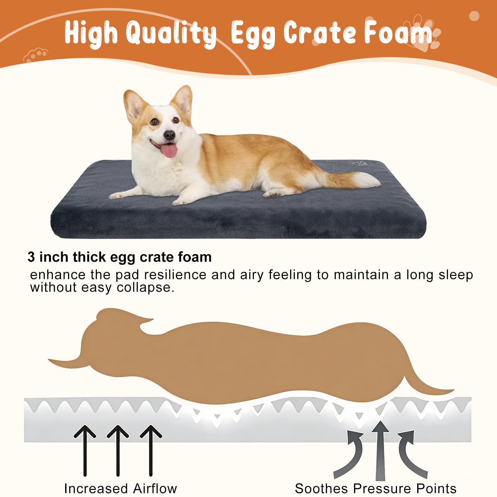 EMPSIGN Stylish Dog Bed Mat Dog Crate Pad Mattress Reversible Bed