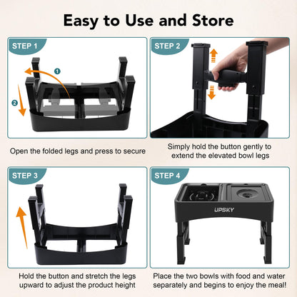 UPSKY 2-in-1 Elevated Dog Bowls Slow Feeder, 4 Height Adjustable Bowl