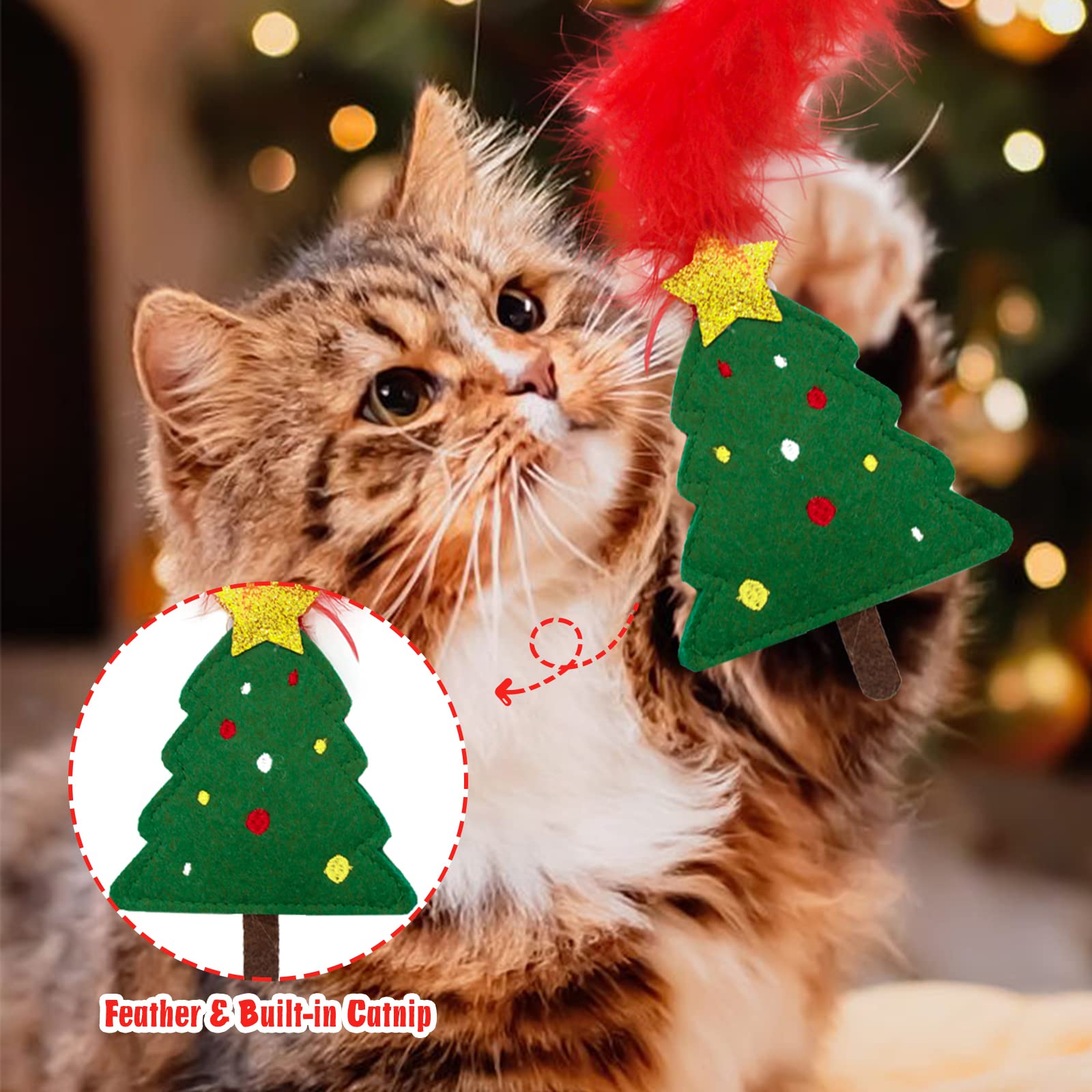 Lepawit Cat Christmas Stocking, 10 Pack Gifts for Christmas Catnip