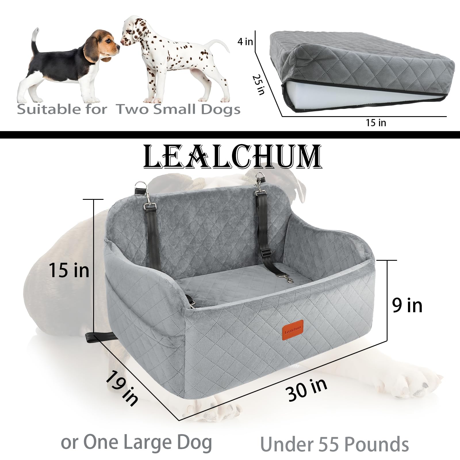 Lealchum Dog Car Seat for Medium Sized Dog,Car Dog Bed with Seat
