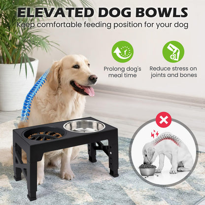 Heeyoo Elevated Dog Bowls 5 Adjustable Heights Stand, 2 Feeder