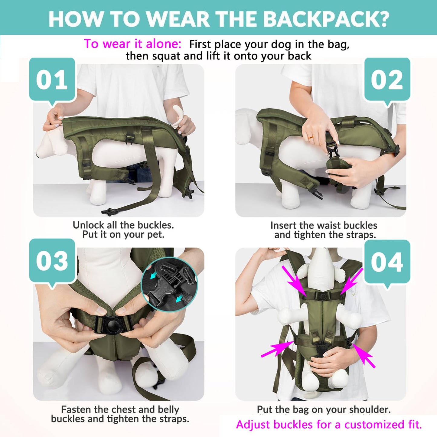 Lukovee Dog Backpack Carrier, Legs Out Easy-fit Dog Front Carrier