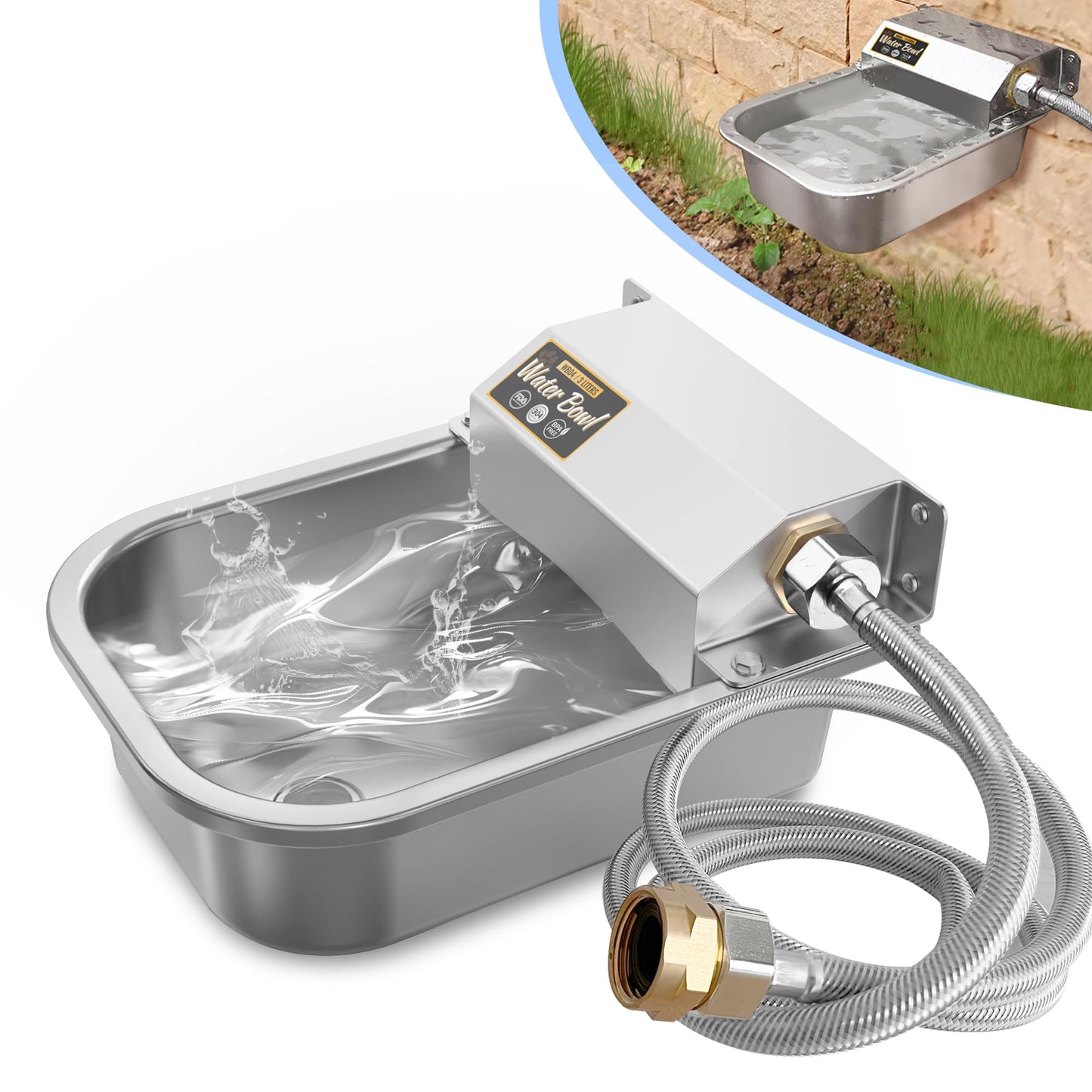 Automatic Water Dispenser for Dogs, 304 Stainless Steel Dog Water Bowl