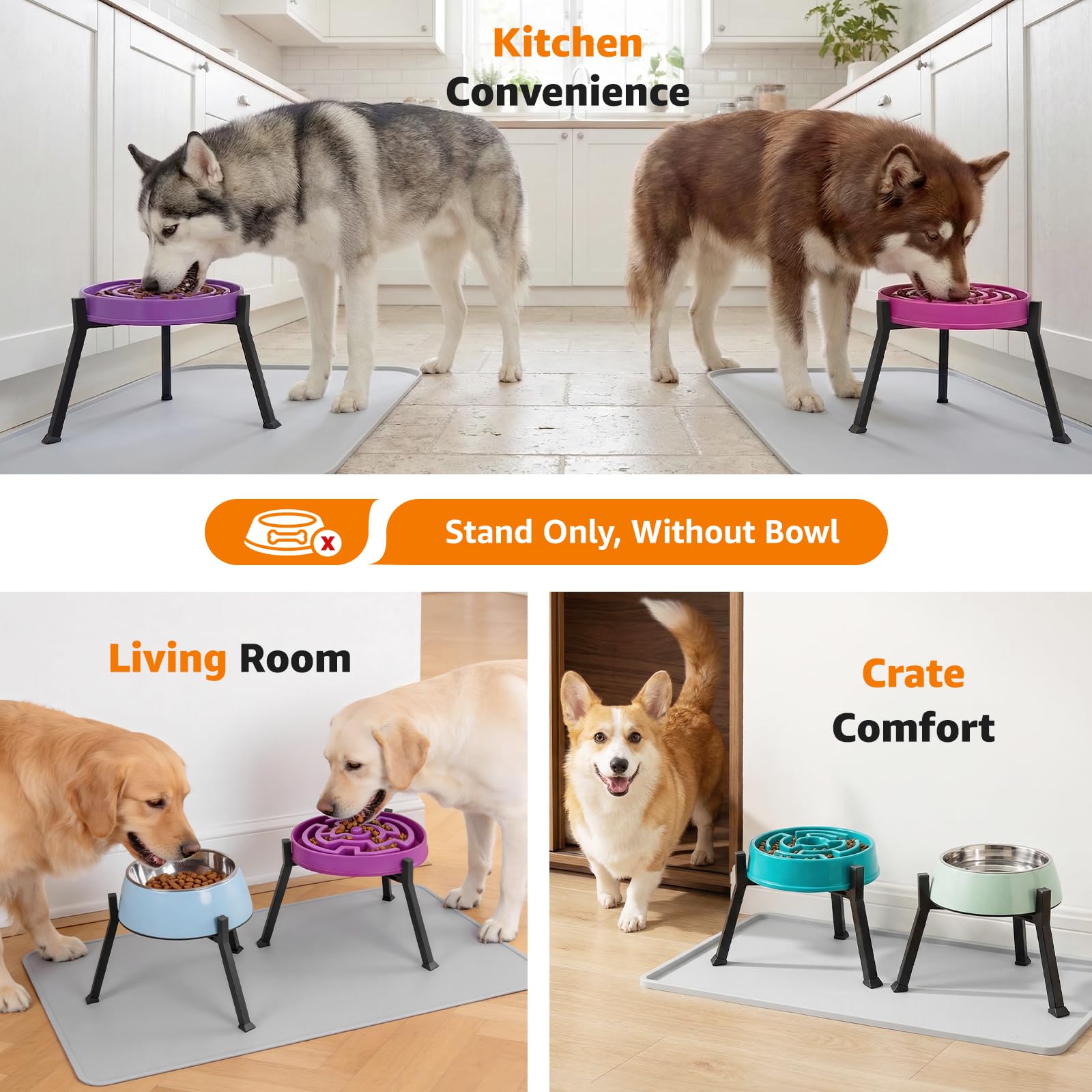 LOOBANI Elevated Dog Bowl Stand: Adjustable Width Anti-Slip Bowl