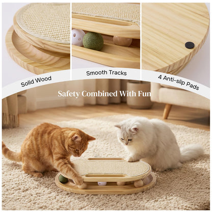 ZOMISIA Cat Scratcher with Ball Track Toy, Sisal Scratch Pad