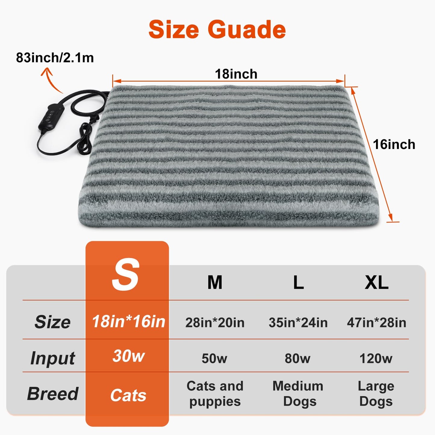SHU UFANRO Pet Heating Pad, Waterproof Heated Cat Bed with 11 Bed