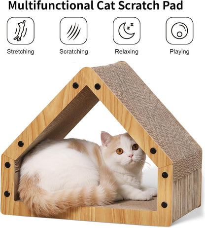FUKUMARU Cat Scratcher House, Cozy Cardboard Design, Safe and House
