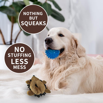 Chongqile Plush Hedgehog Dog Toys 3 PCS Squeaky No-Stuffing Plush
