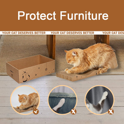 RUBMEOW Cat Scratcher Cardboard Scratch Pad Box for Indoor Pad