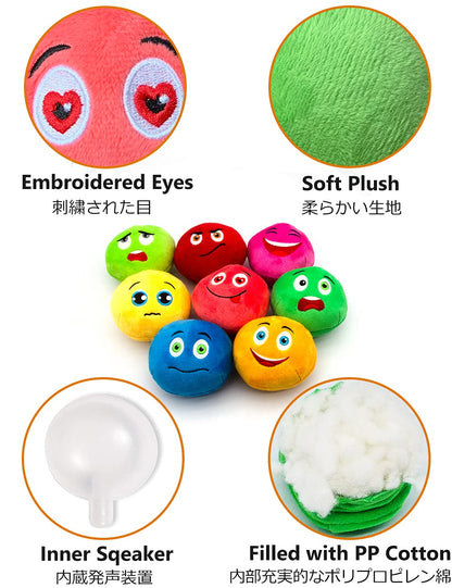 SCHITEC Squeaky Dog Toys, [8 Pack] Soft Stuffed Plush Balls