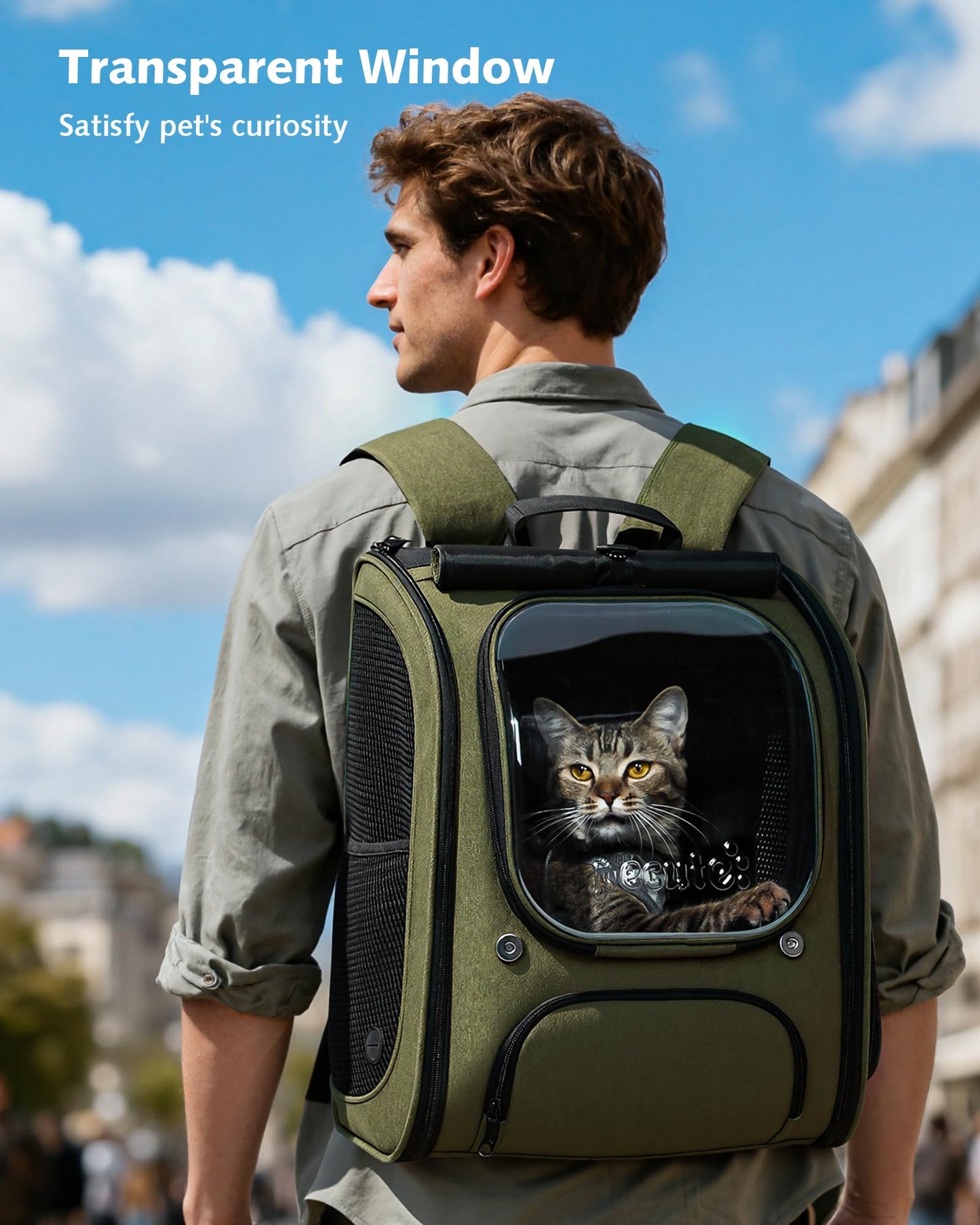 Pecute Cat Backpack Carrier Expandable, Large Space Cat Bubble Carrier