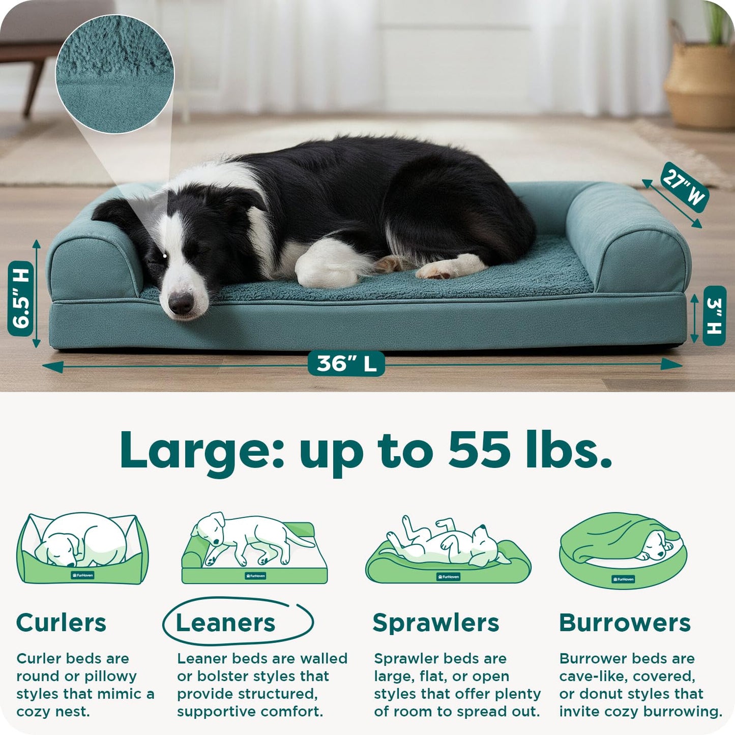 FurHaven Orthopedic Dog Bed for Large Dogs, Sofa Contour Mattress