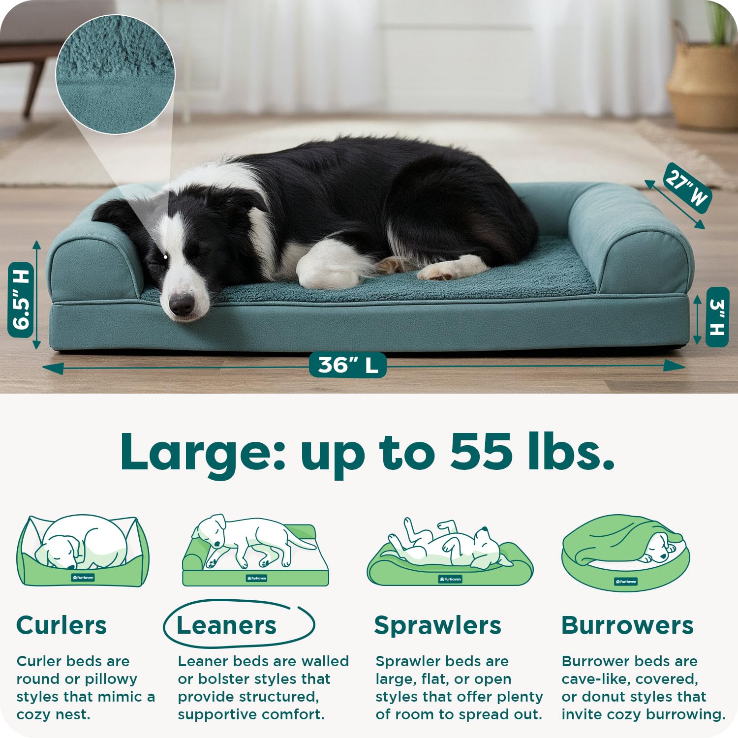 FurHaven Orthopedic Dog Bed for Large Dogs, Sofa Contour Mattress