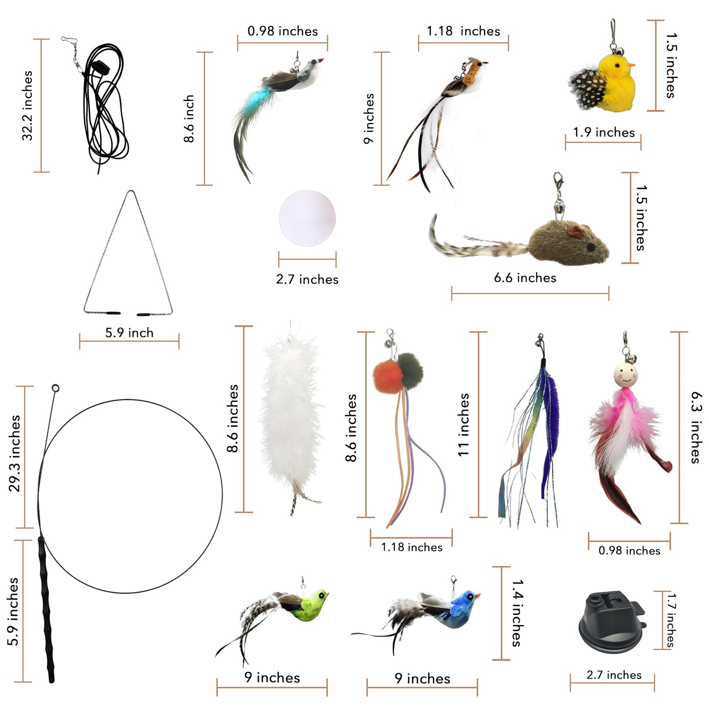 CUTIE PAW PAL Interactive Bird Simulation Cat Feather Toy Set Set