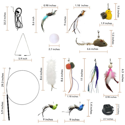 CUTIE PAW PAL Interactive Bird Simulation Cat Feather Toy Set Set