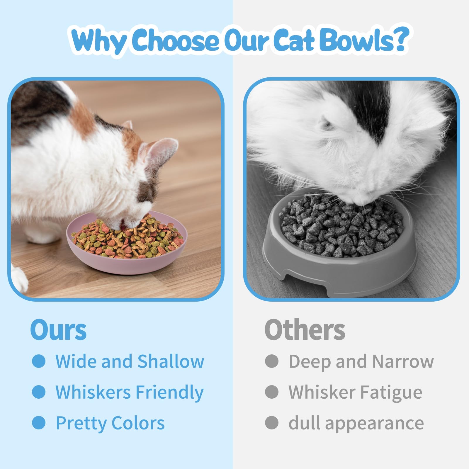 [16 Pack] Cat Dishes Whisker Friendly, Shallow Wide Pet Food and Bowl