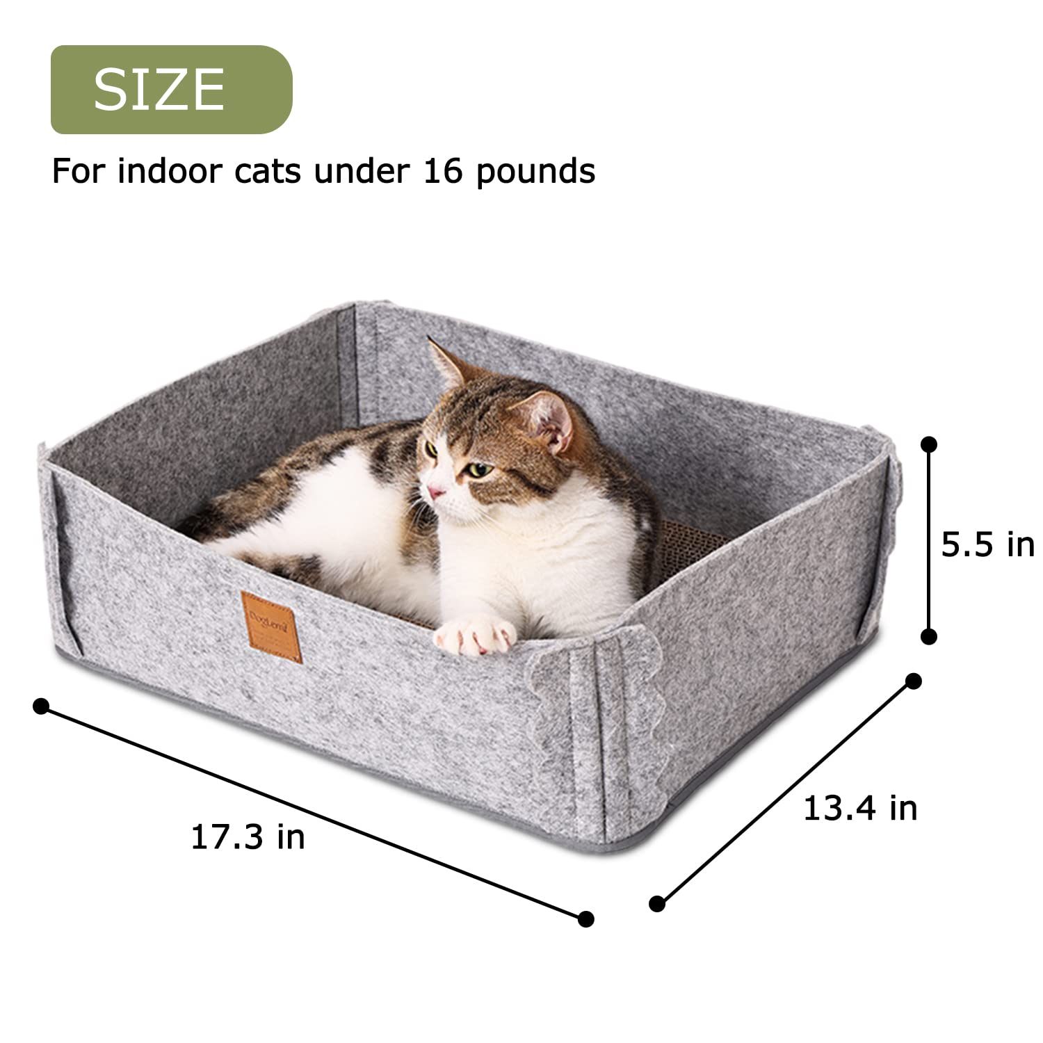 TIGOADT Felt Cat Scratcher Lounge Box with Removable Toy