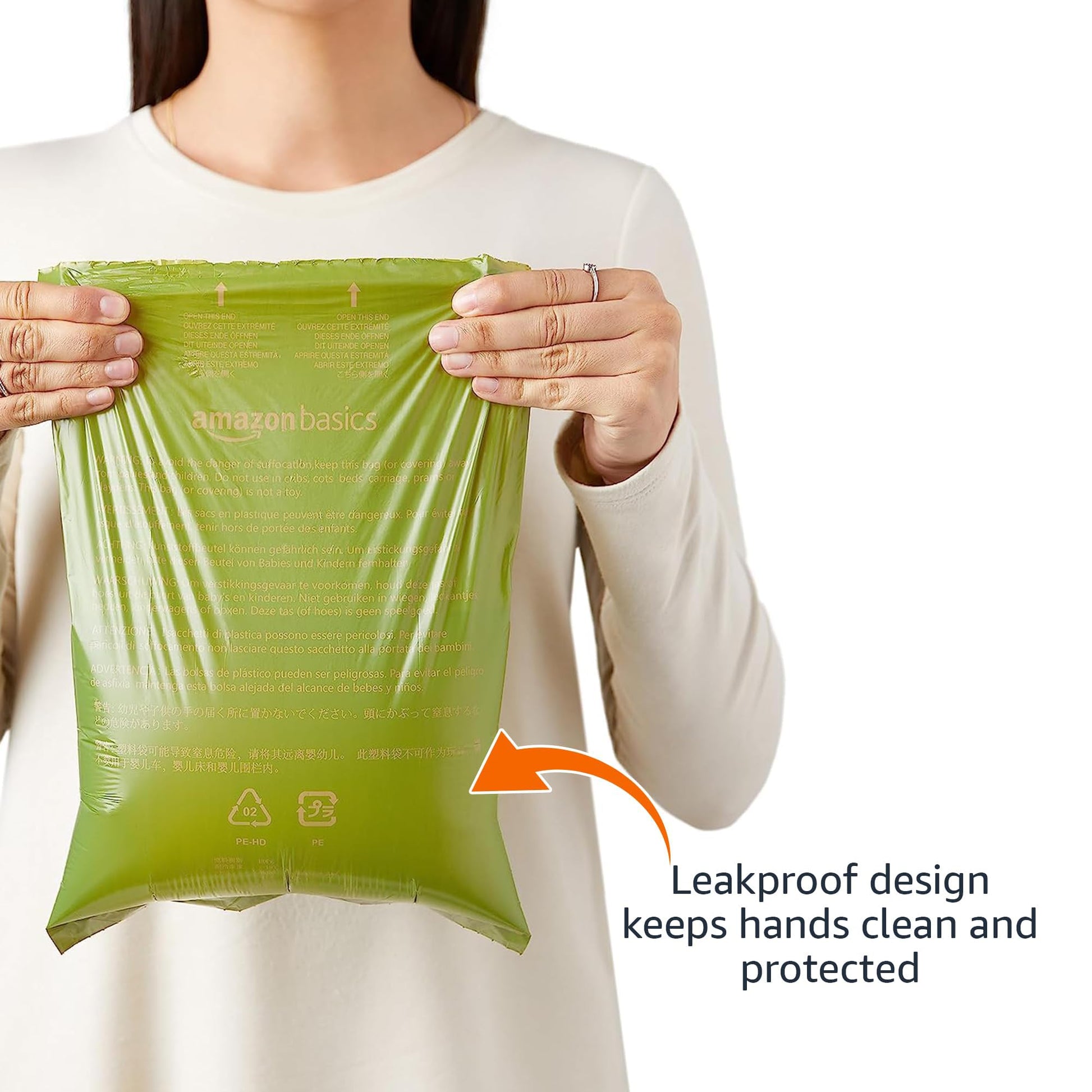 Amazon Basics Leak Proof Dog Poop Bags with Dispenser and Leash Clip