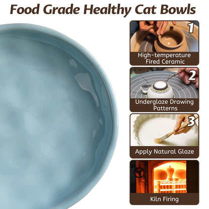 WROSWT Non-Slip Cat Food Bowl,Healthy Ceramic Cats Bowls with Set