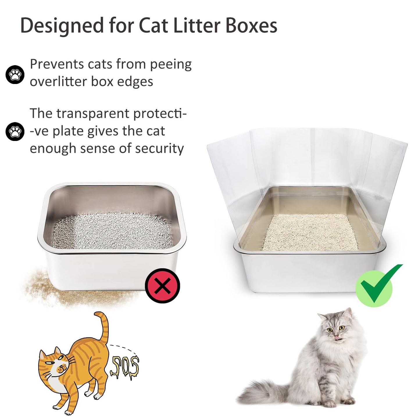 YOILES 12PCS Cat Litter Box Pee Shields,Transparent Easy Clean Box