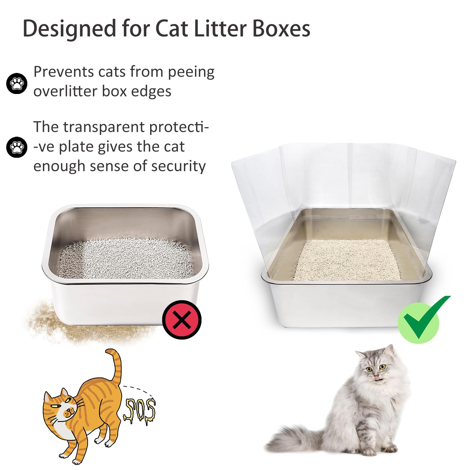 YOILES 12PCS Cat Litter Box Pee Shields,Transparent Easy Clean Box
