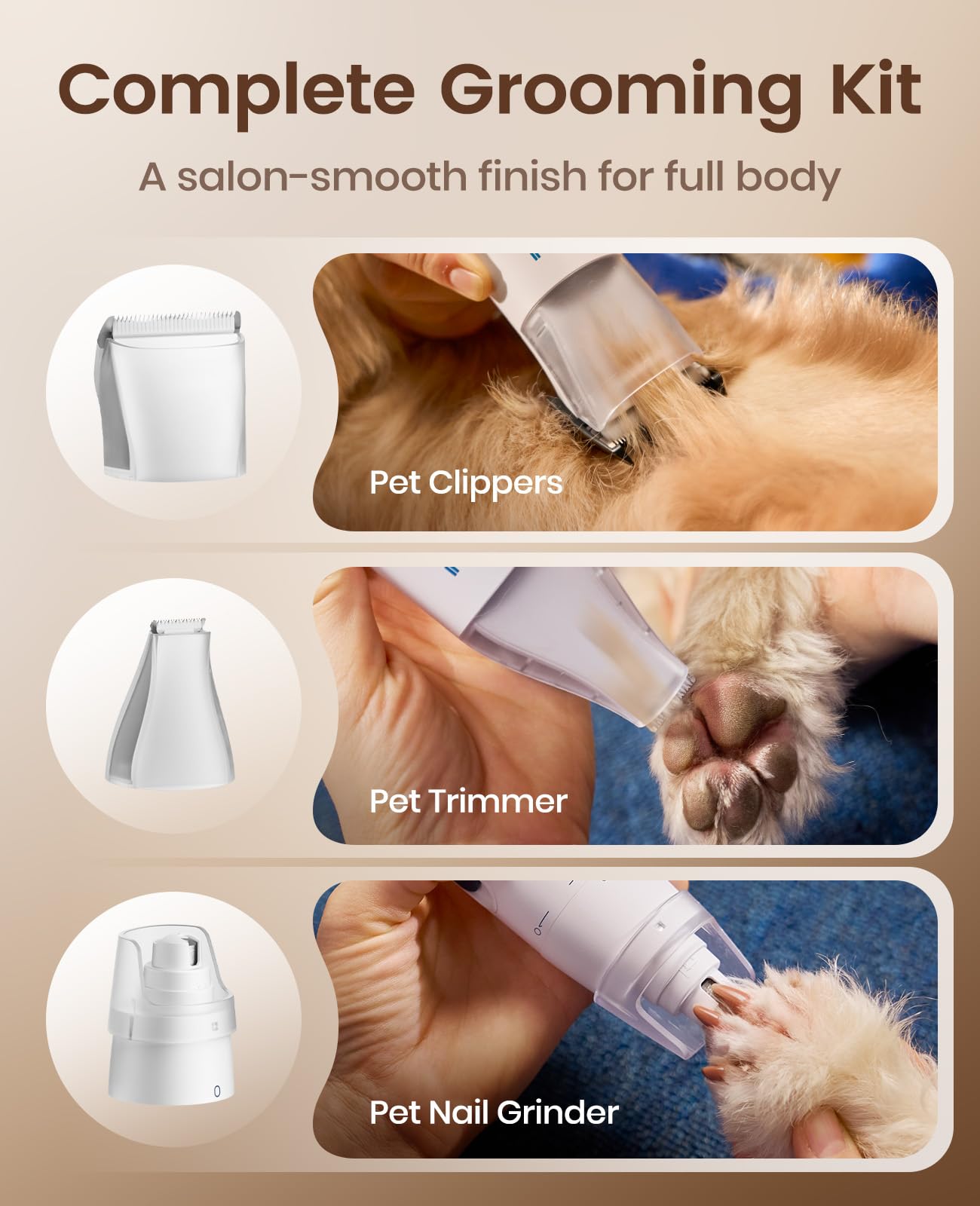 oneisall Dog Grooming Vacuum, 15000Pa Pet Vacuum Kit Shedding Trimmer