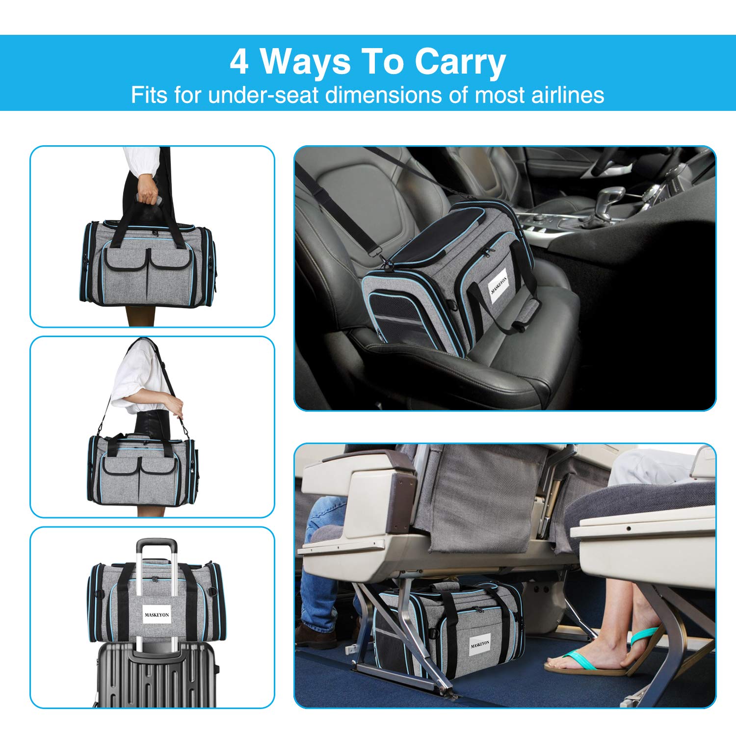 Airline Approved Pet Carrier, Large Soft Sided Pet Travel TSA Carrier