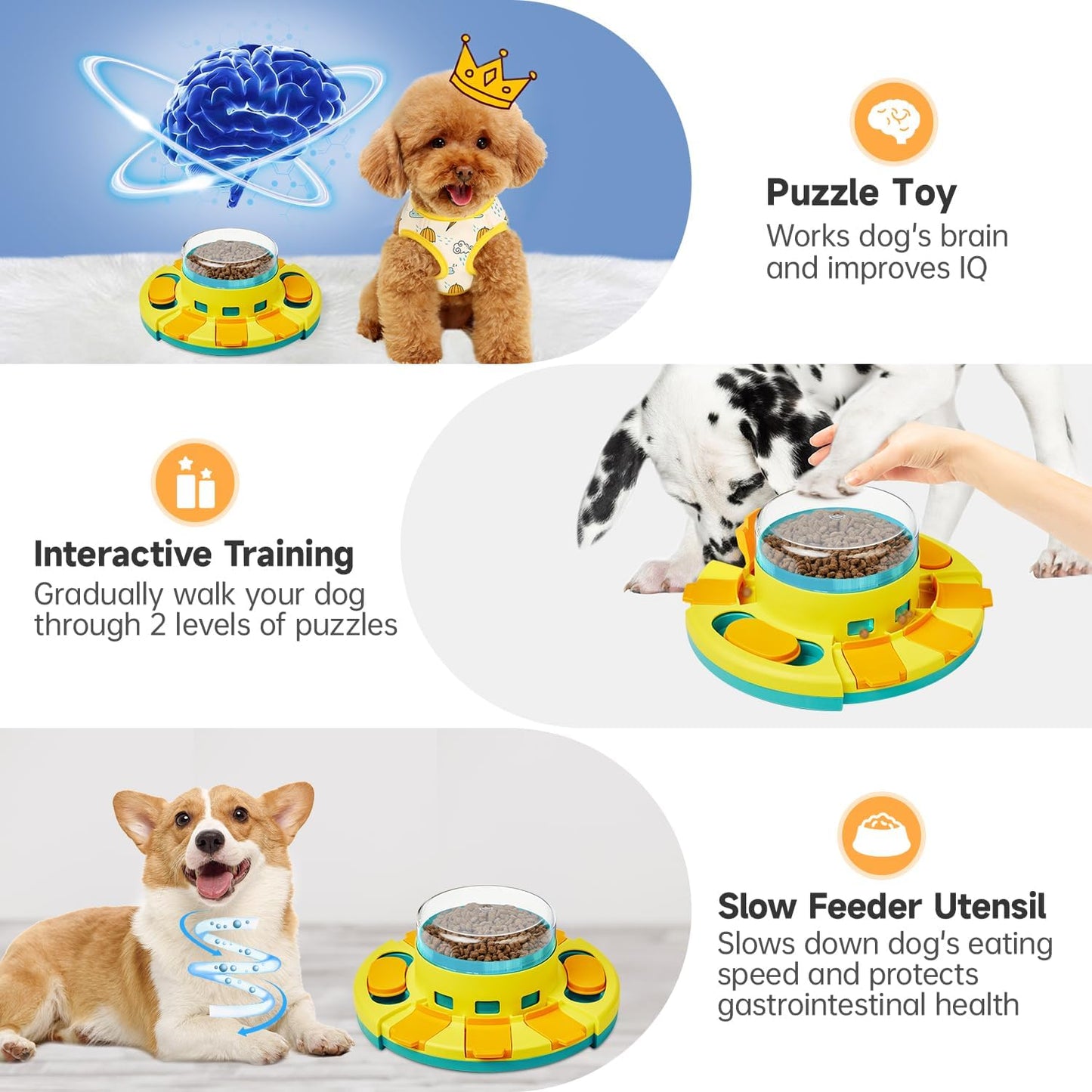 Potaroma Dog Puzzle Toy 2 Levels, Slow Feeder, Pup Food Treat Toy