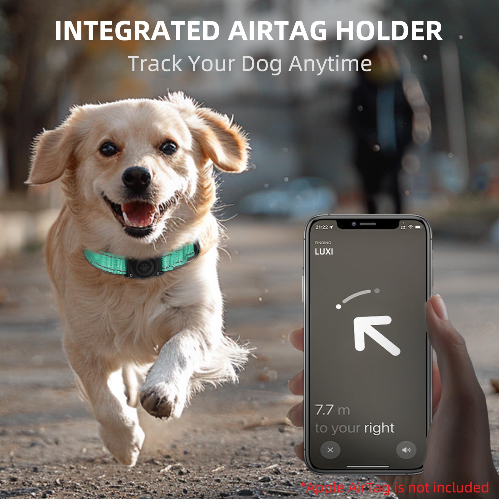 Upgrade AirTag Dog Collar, IP68 Waterproof Air Tag Dog Collar Collar