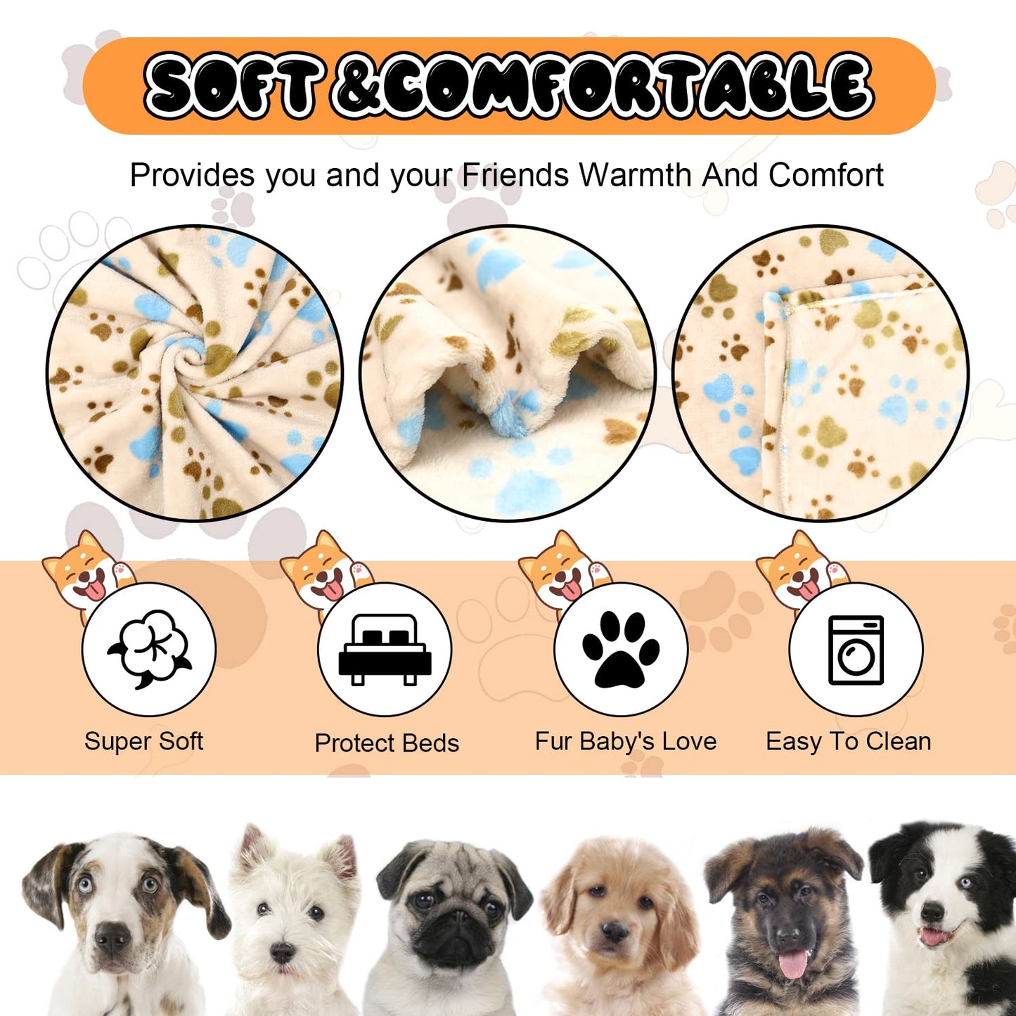 Rezutan Dog Blanket for Large Dogs, Upgraded 3 Pack Dog Cat Crate