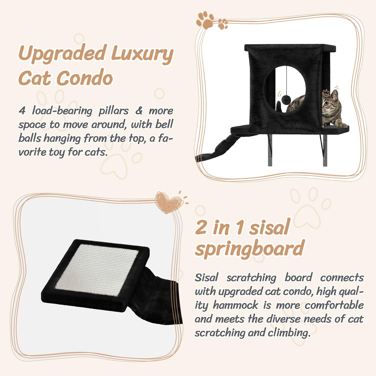 NUNU LAB 14-in-1 Cat Wall Shelves Set, Wall-Mounted Cat Climber House